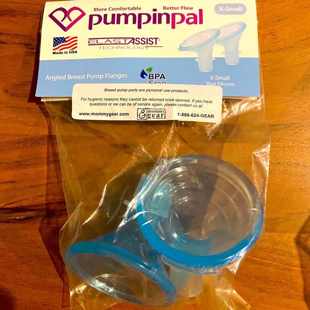 Pumpin Pal silicon angled breast pump flanges, size XS
